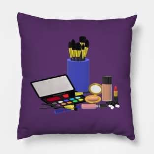 Makeup Collection (Light Shades. Purple Background.) Pillow