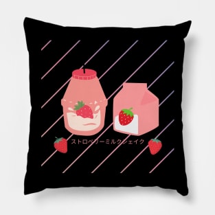 Japanese Aesthetics Kawaii Strawberry MilkShake Pillow