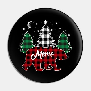 Meme Bear Buffalo Red Plaid Matching Family Christmas Pin