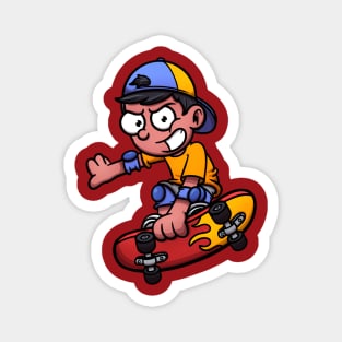 Cool Teenage Boy Skateboarding Magnet