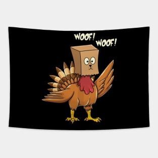 Funny Thanksgiving Turkey Fake Dog Woof Tapestry