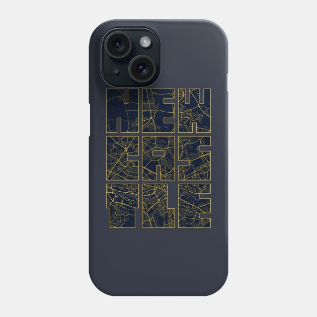 Newcastle upon Tyne, England City Map Typography - Gold Art Deco Phone Case by deMAP Studio