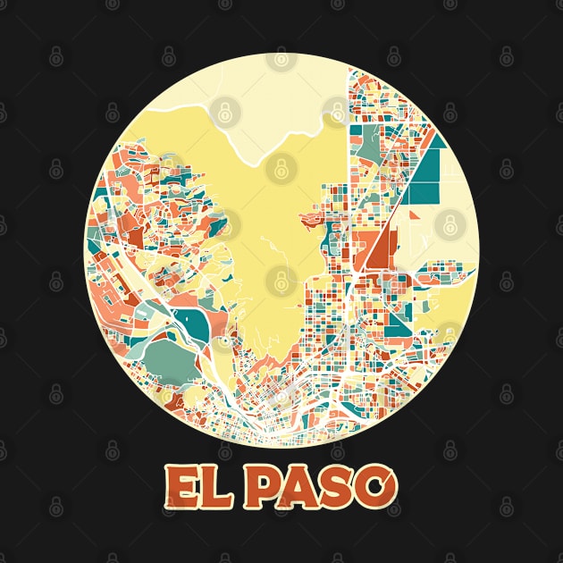 El Paso map in mozaique colors by SerenityByAlex