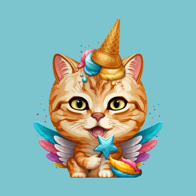 Orange Tabby Cat Ice Cream Unicorn by stonemask