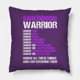 Sarcoidosis Awareness I Know Pain Purple Ribbon Pillow