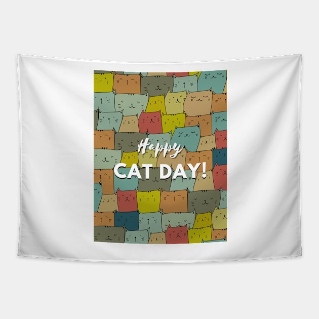 Happy Cat Day! Tapestry by Graphica01