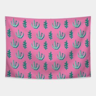 Abstract Papercut Plants On Pink Tapestry