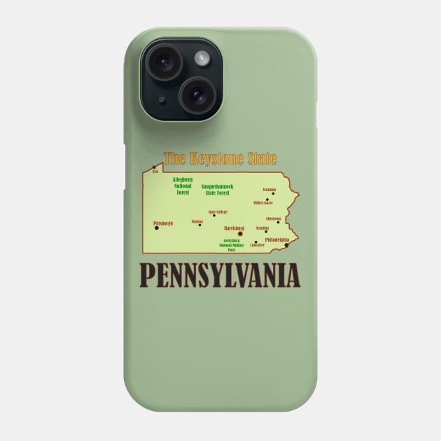 Pennsylvania State Map Phone Case by Pr0metheus