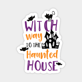 Witch Way To The Haunted House, Bats, Halloween Magnet