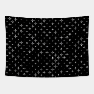 Silver Glitter Stars Tapestry