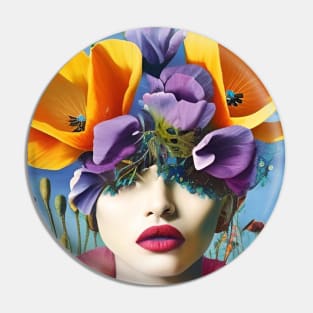 Floral painting of a Poppy girl in the Pop Surrealism style a painting of a girl Pin