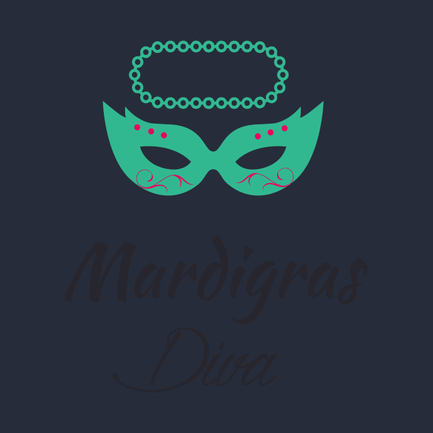 Mardi Gras Diva T-shirt and Apparel by TeeBunny17