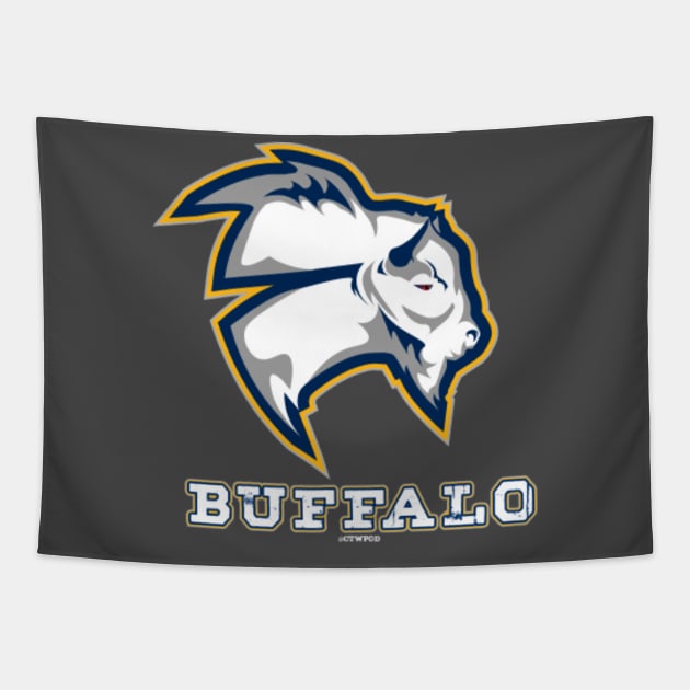 Buffalo Sabres Bison Head Logo- Blue/Yellow