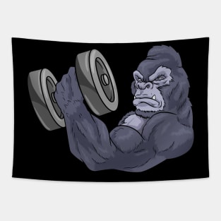 Funny gorilla at bodybuilding Tapestry