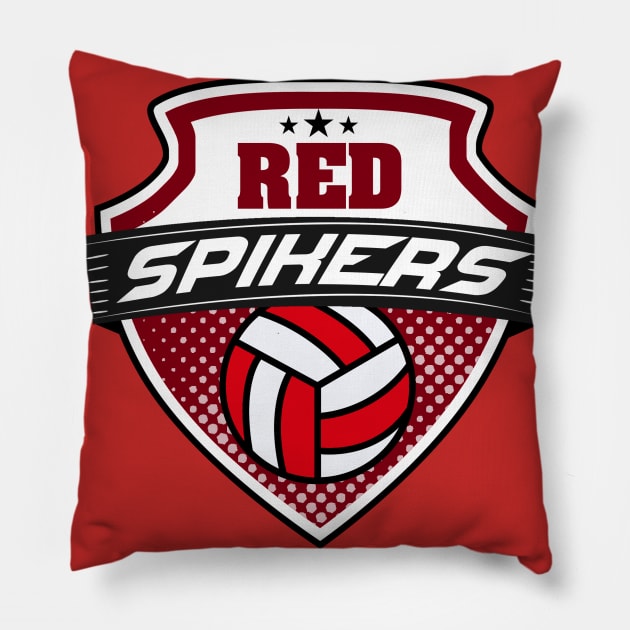 Sporty Volleyball Team Red Spikers Athlete for Olympics Pillow by Teephical