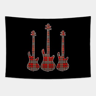 Red Black Plaid Matching Christmas Pattern Bass Player Tapestry