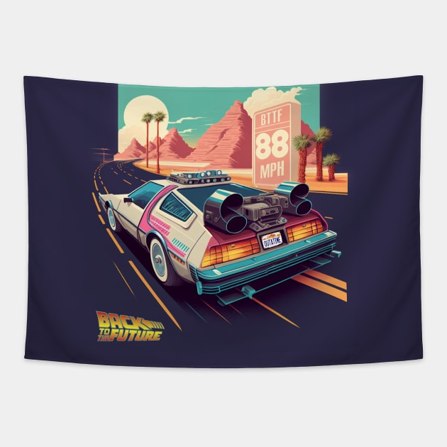 DeLorean - back to the future Tapestry by Buff Geeks Art