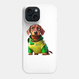 The Golden Wonder: Dachshund in a Gold and Green Scaled Suit Phone Case