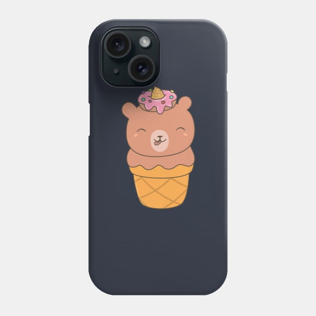 Kawaii Cute Ice Cream Bear T-Shirt Phone Case by happinessinatee