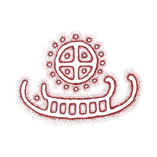 Scandinavian Petroglyph Under the Wheel of the Sun T-Shirt