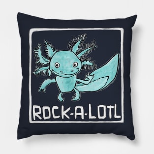 Funny Rock Music Axolotl art, Axolotl Pun, Rock a lotl Axolotl Pillow