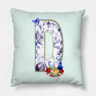 Name Initial Letter D and Blue Fairy Wren Pillow