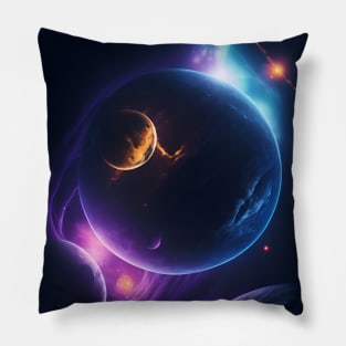 Planets Lights In Space Pillow