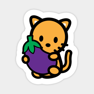 Cat Orange Eggplant Food Bambu Cute Kitten Pet Lover Magnet