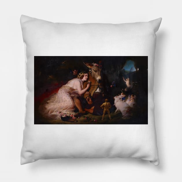 Titania and Bottom, A Scene from a Midsummer Nights Dream by Edwin Landseer Pillow by wildtribe