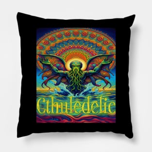 Cthuledelic 2 - Enlightened Cthulhu Rises Pillow