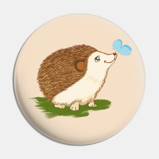 Hedgehog with Butterfly Pin