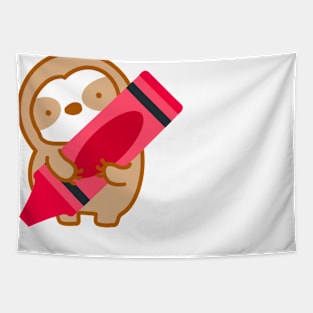 Cute Red Crayon Sloth Tapestry