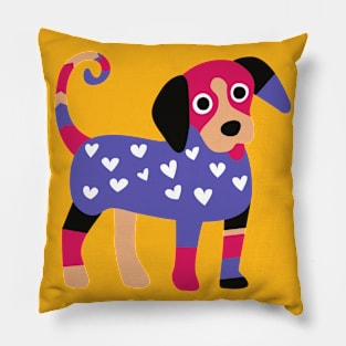 Colourful Cute Puppy Art Pillow