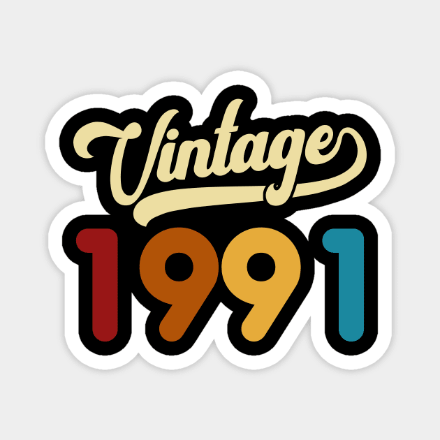 1991 Vintage Gift 29th Birthday Retro Style Magnet by Kimko