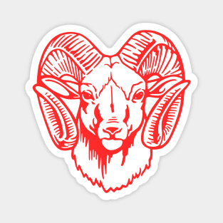 Mascot Head of a Ram (Drawing - Illustration) Red Orange Magnet