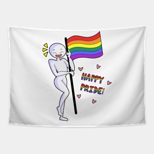 Happy Pride Flag Black Tapestry