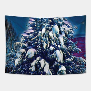 Beautiful snowy pine tree Tapestry