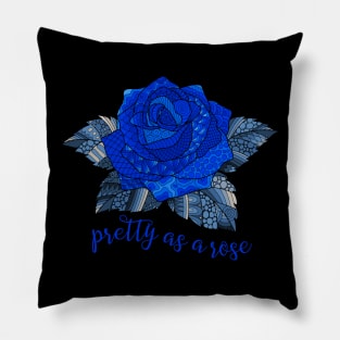 Pretty as a Rose - Blue Pillow