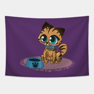 Brown Cat with Stripes and Beanie Eyes Tapestry