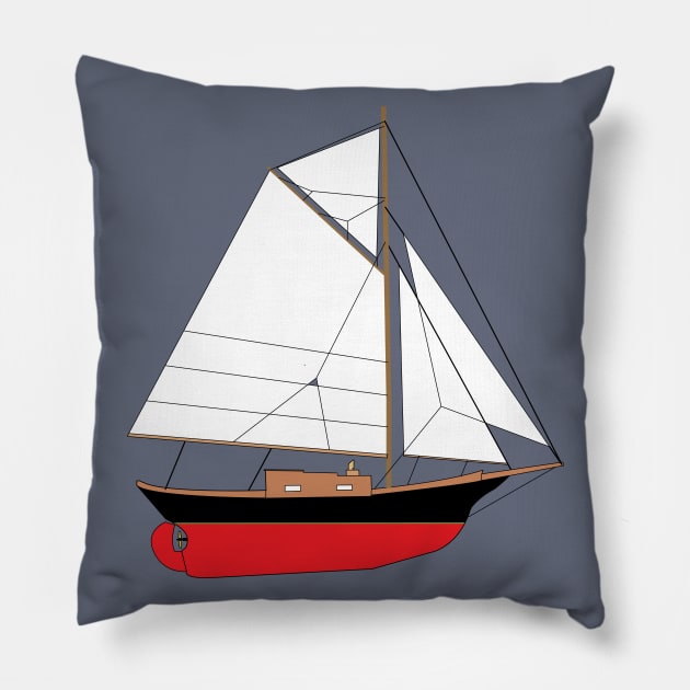 Friendship Sloop Sailboat Pillow by CHBB