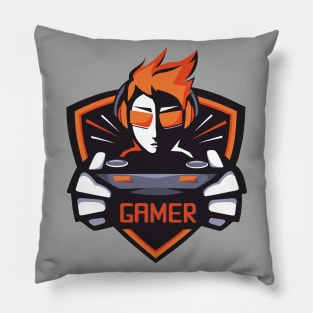 Gamer (orange) Pillow