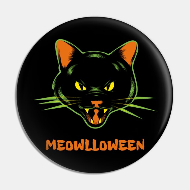 Meowlloween - Halloween Pin by gemgemshop