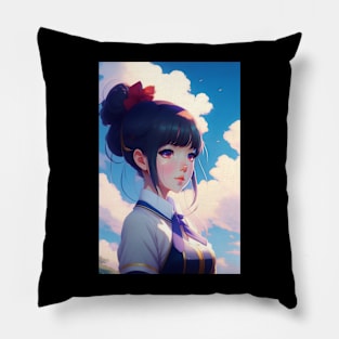 Cute Japanese girl anime,Vintage 90's anime style Pillow