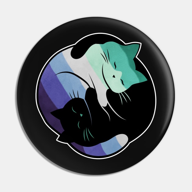 Gay Man Pride Yin Yang Cat Pin by Psitta