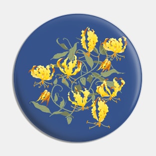 Gloriosa - yellow on navy Pin