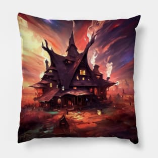 Spooky haunted house Pillow