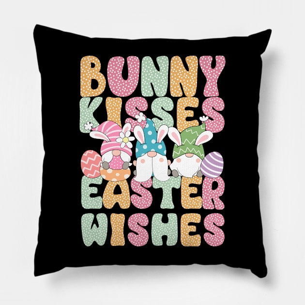 Bunny Kisses Easter Wishes Pillow by Turtokart
