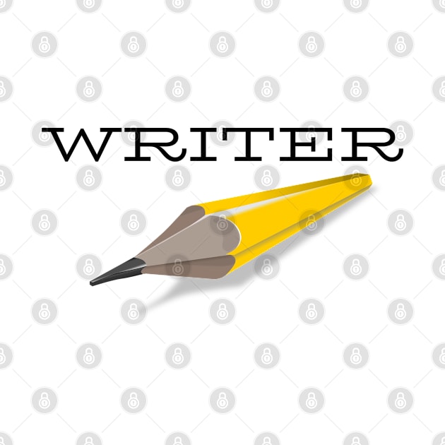 Writer Bold Yellow Pencil by CasualTeesOfFashion