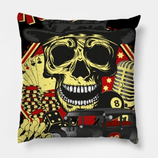 Rockabilly Skull Hot Rod Pillow