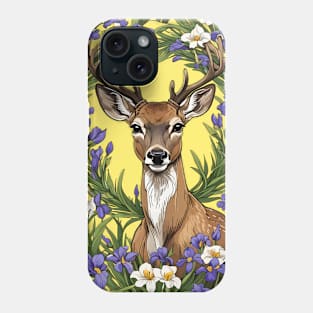 Michigan White Tailed Deer With Iris Flower 1 Phone Case